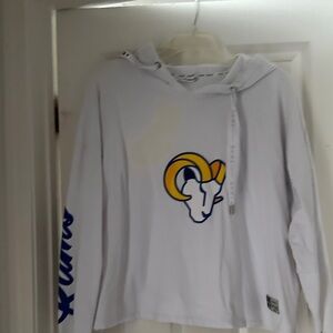 DKNY White Hoodie with Blue and Yellow Graphic